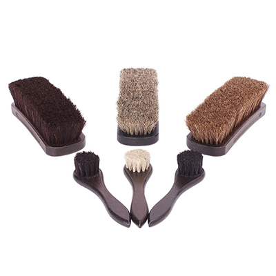 Shoe Brush- 100% Horsehair Shoe Brush for Leather, Shoes, Boots- Large 8  Premium Shine Brush- Fiamme (White) - The Vac Shop